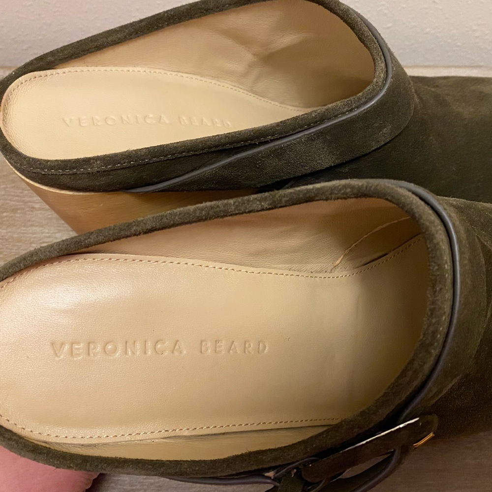 Veronica Beard Dacey Buckle Suede Clogs in Military (color) Women’s Size 11 - Picture 8 of 12